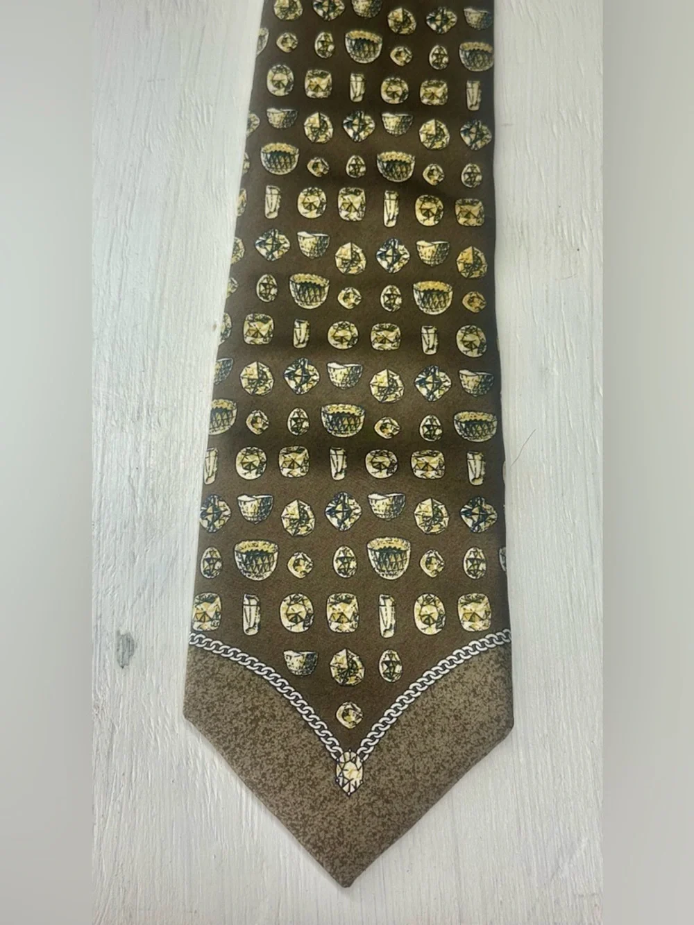 Gianfranco Ferre 90’s Vintage Silk Tie Brown Gold Old Money Italy LuxuryDesigner